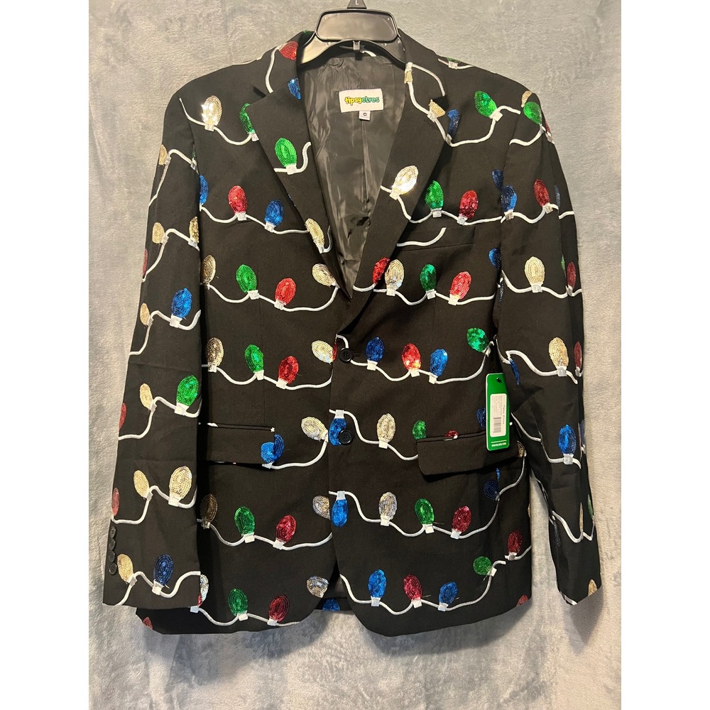 Tipsy Elves Sequin Christmas Light Blazer Tangle Wrangler Holiday Jacket 48 New